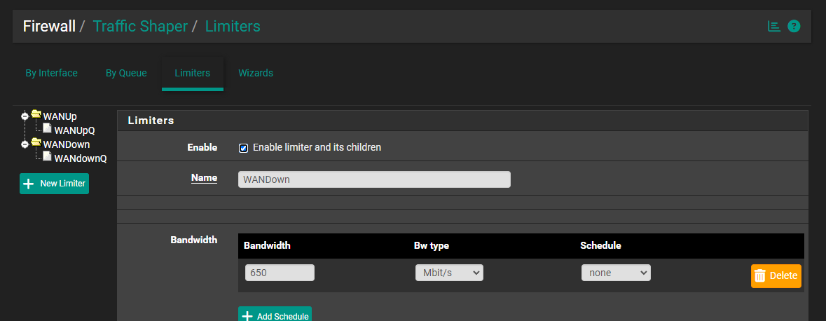 Traffic Shaper Configuration