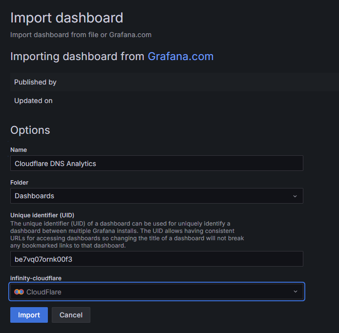 Cloudflare Dashboard Import