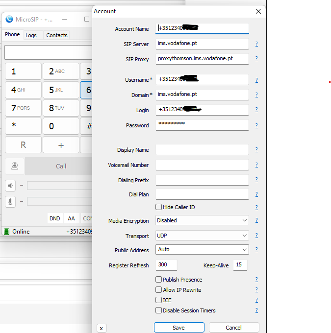 MicroSIP Configuration